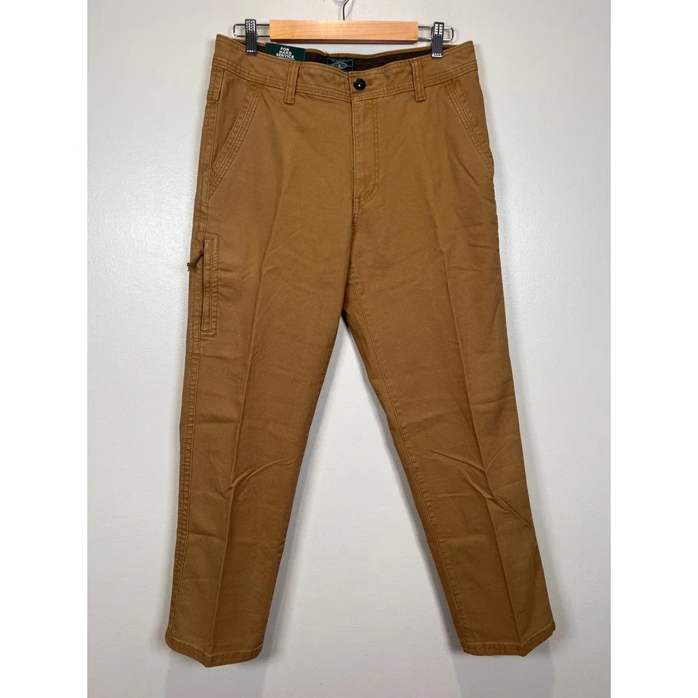 GH Bass Canvas Terrain Stretch Pants Men 32x30 Cargo Dark Khaki Workwear NWT
